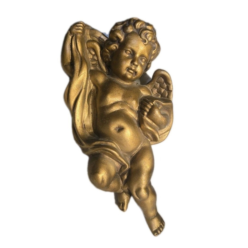 VTG‎ Gold Cherub Angel Homco 1120 Wall Hangings Hollywood Regency Baroque Rococo